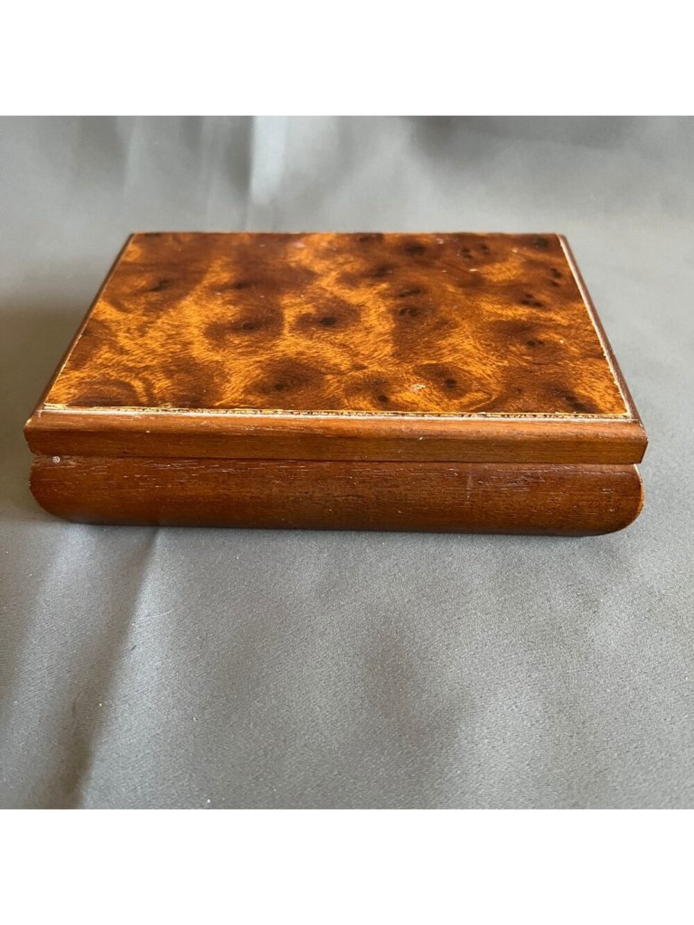 Vintage Powell Wooden Jewelry Box With Red Velvet Interior & Compartments - Made